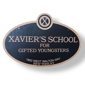 Xavier's PERSONALIZED School for Gifted Youngsters - Black Door Sign 6x9inches Xavier's PERSONALIZED School for Gifted Youngsters - Black Door Sign 6x9inches