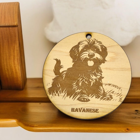 Ornament - Havanese Dog Raw Wood Ornament - Havanese Dog Raw Wood