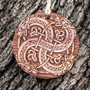 Viking Dragon Knot - Raw Cedar Ornament 3x3in Viking Dragon Knot - Raw Cedar Ornament 3x3in