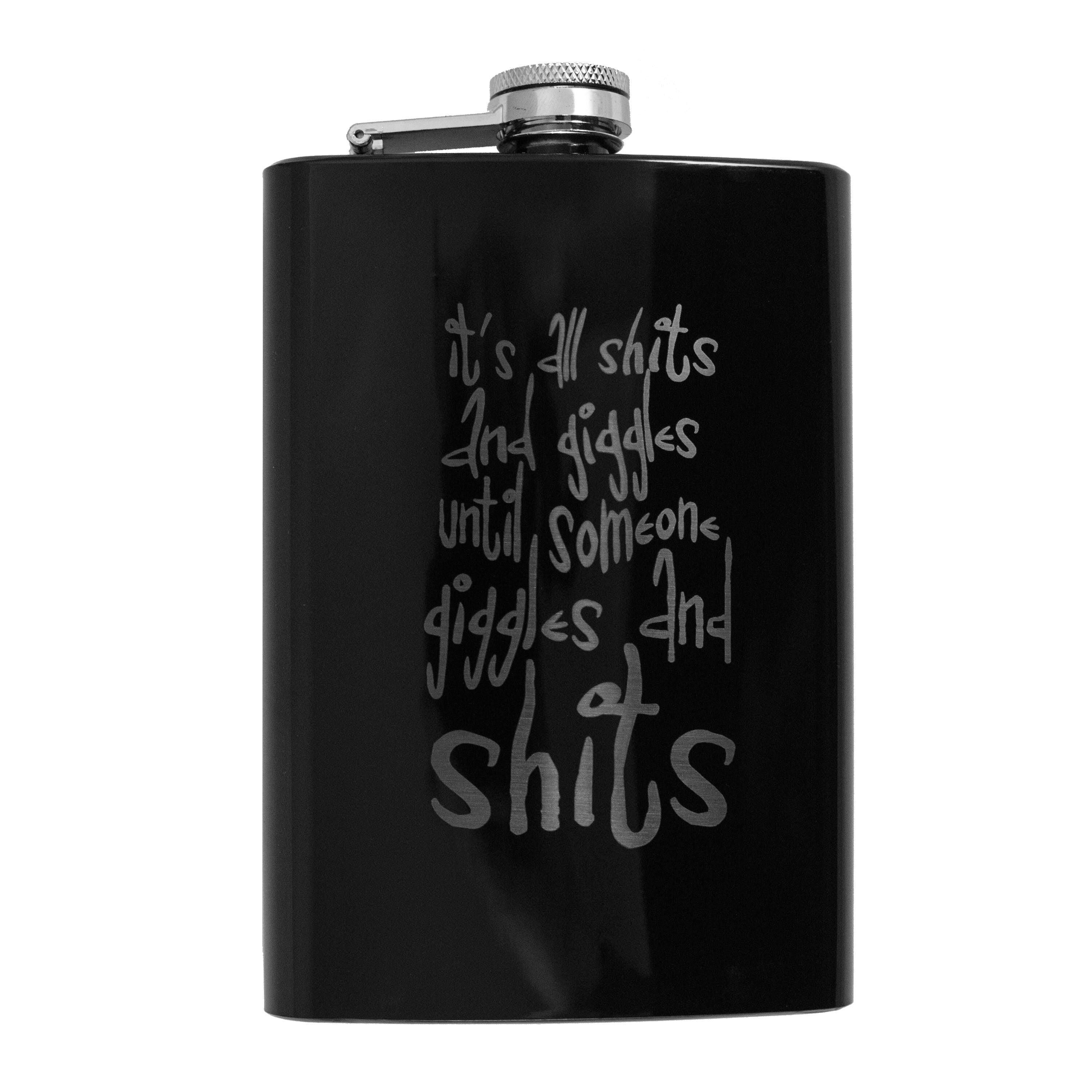 8oz BLACK It's All Giggles Flask 8oz BLACK It's All Giggles Flask