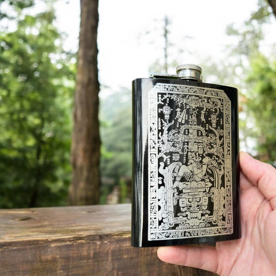 8oz BLACK Mayan Astronaut Flask 8oz BLACK Mayan Astronaut Flask