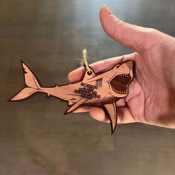 SHARK it takes a big heart to shape little minds - Cedar Ornament SHARK it takes a big heart to shape little minds - Cedar Ornament