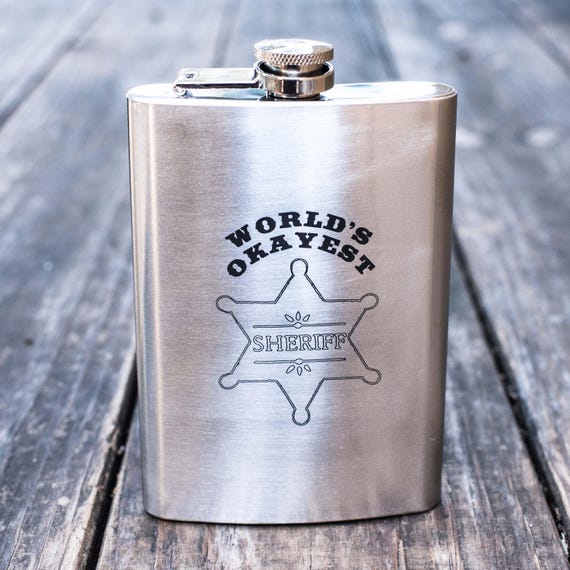 8oz World's Okayest Sheriff Stainless Steel Flask 8oz World's Okayest Sheriff Stainless Steel Flask
