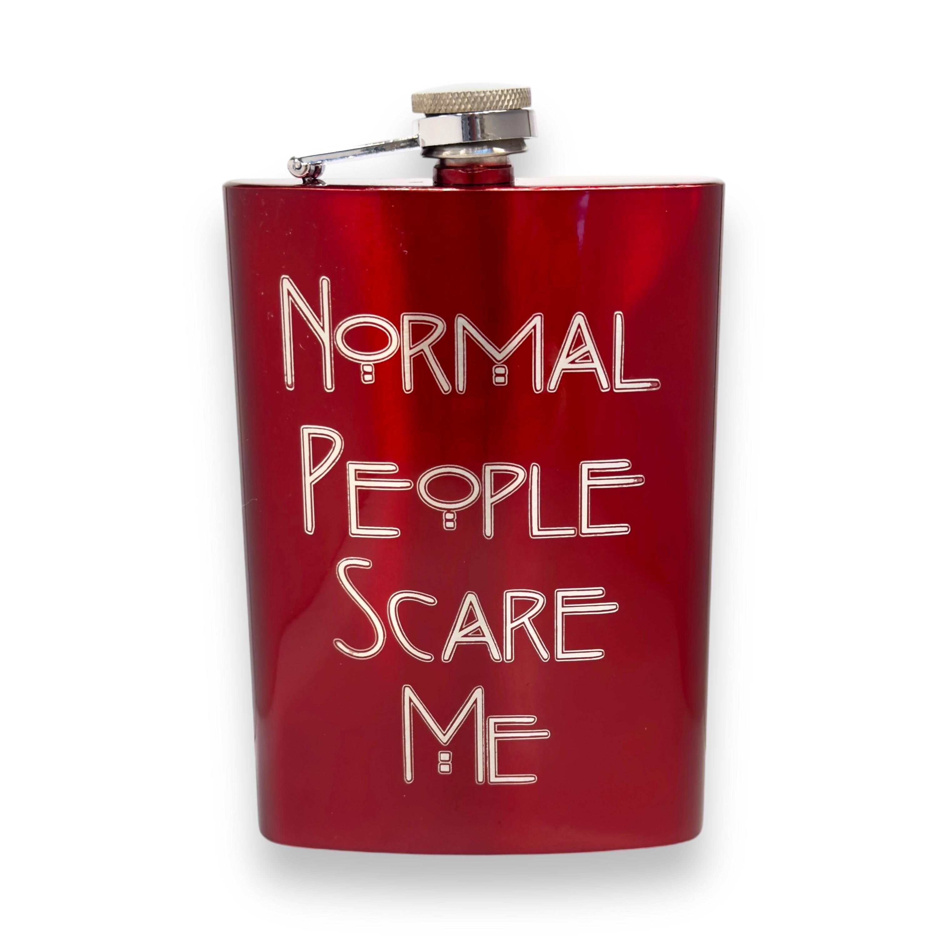 8oz RED Normal People Scare Me Flask 8oz RED Normal People Scare Me Flask