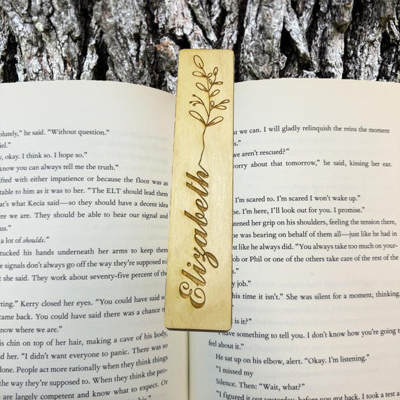 Bookmark - PERSONALIZED Flower - Birch Wood Bookmark - PERSONALIZED Flower - Birch Wood
