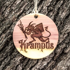 Krampus - Raw Cedar Ornament 3x3in