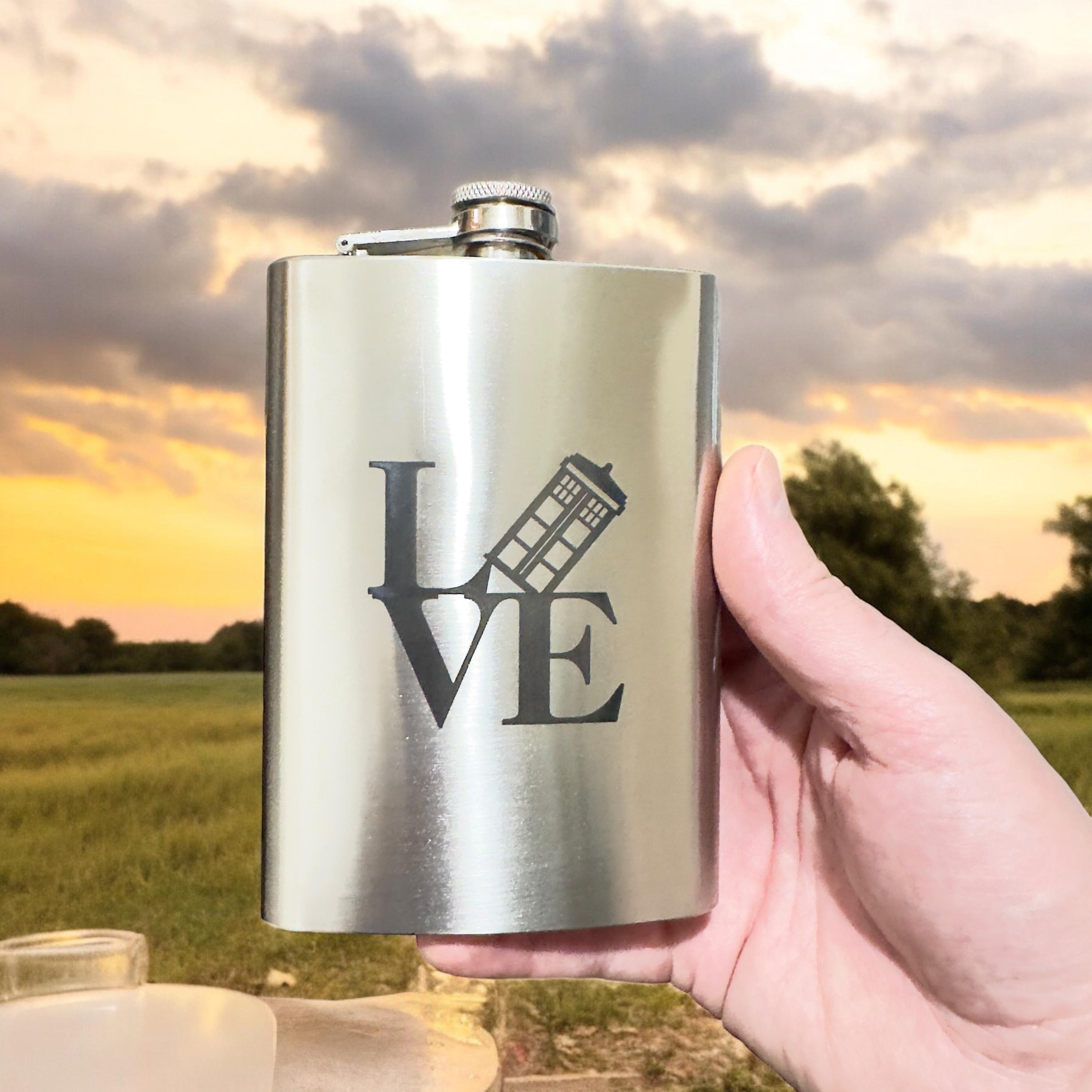 8oz Geek Love Collection - Police Call Box Stainless Steel Flask 8oz Geek Love Collection - Police Call Box Stainless Steel Flask