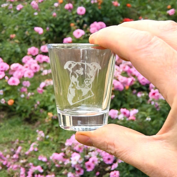 2oz Pitbull dog puppy Shot Glass 2oz Pitbull dog puppy Shot Glass
