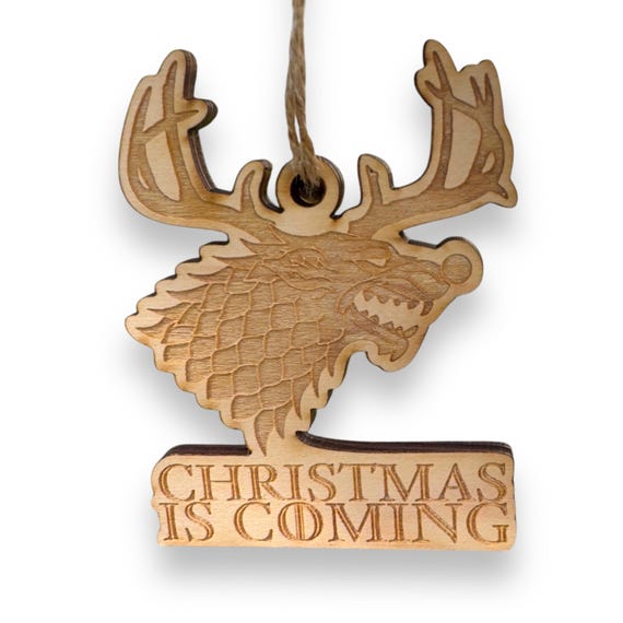 Ornament - Christmas is Coming - Raw Wood 4x3in Ornament - Christmas is Coming - Raw Wood 4x3in