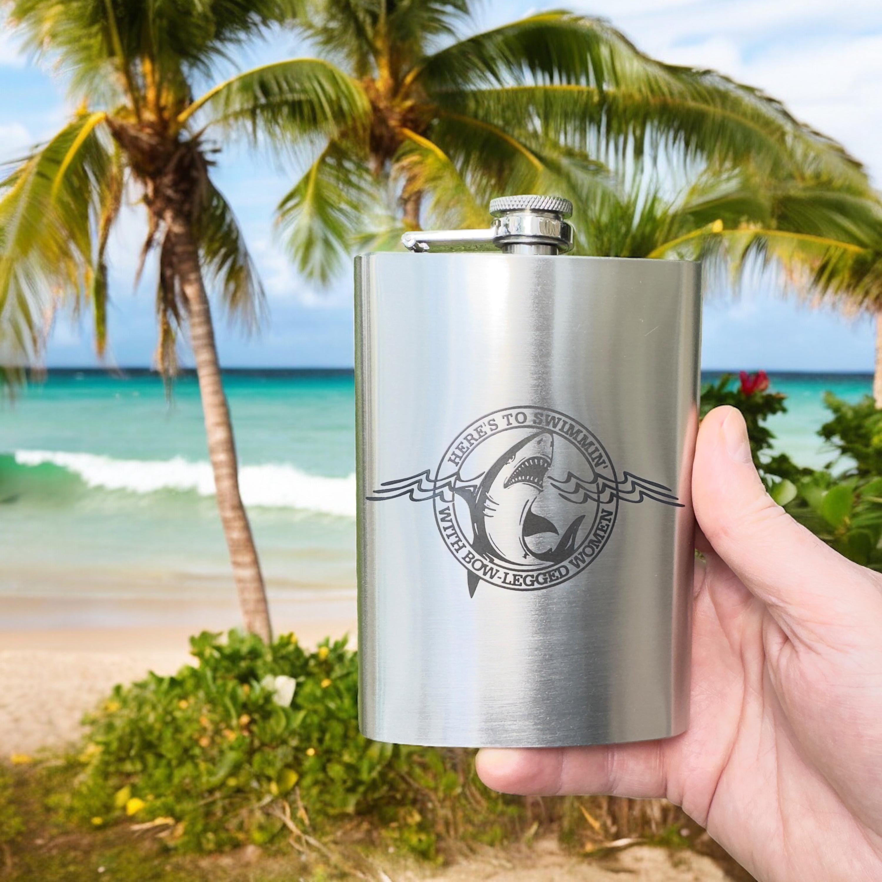 8oz Here's to Swimmin with Bowlegged Women Stainless Steel Flask 8oz Here's to Swimmin with Bowlegged Women Stainless Steel Flask