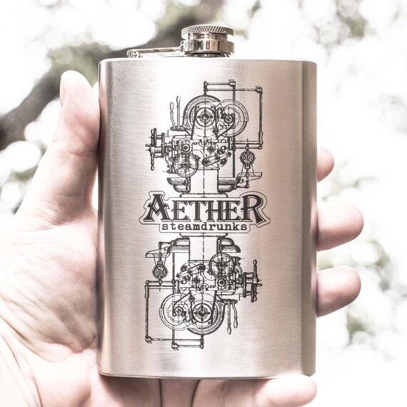 8oz Aether Steamdrunks Stainless Steel Flask 8oz Aether Steamdrunks Stainless Steel Flask