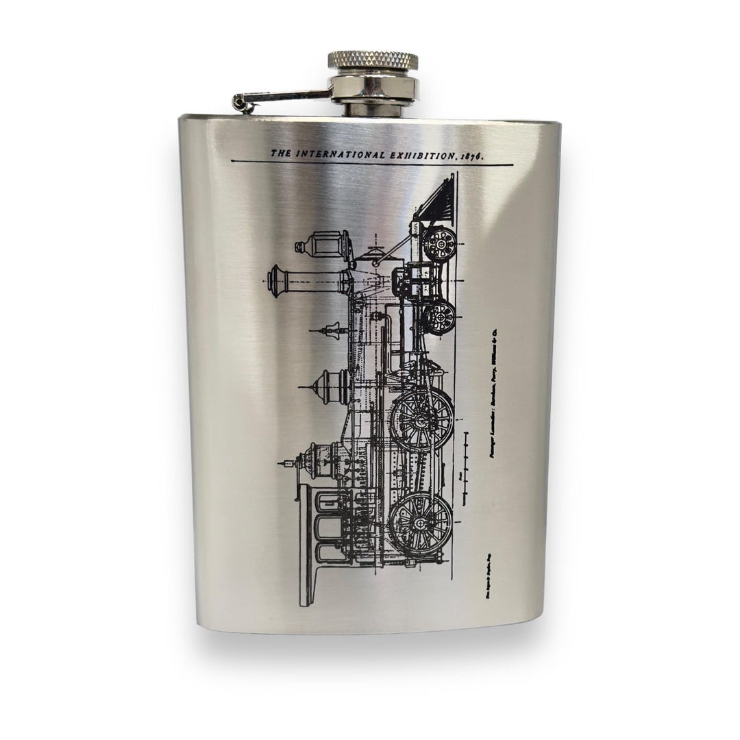 8oz Steam Locomotive International Stainless Steel Flask 8oz Steam Locomotive International Stainless Steel Flask