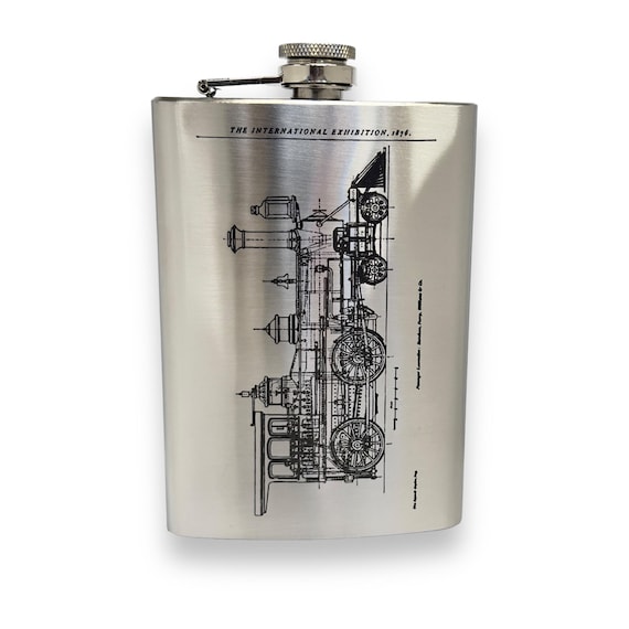 8oz Steam Locomotive International Stainless Steel Flask 8oz Steam Locomotive International Stainless Steel Flask