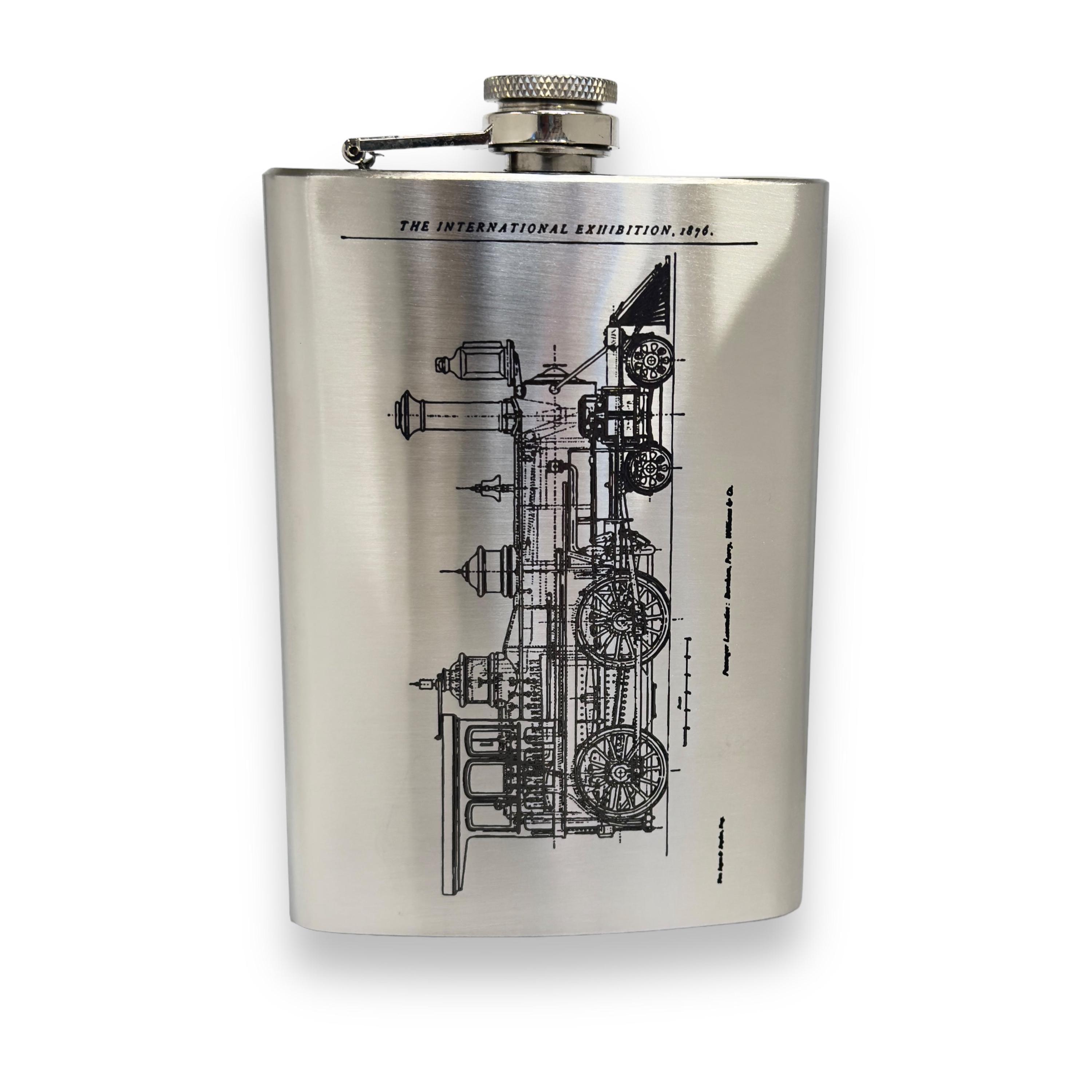 8oz Steam Locomotive International Stainless Steel Flask 8oz Steam Locomotive International Stainless Steel Flask