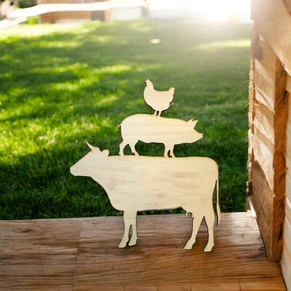 Farm Animals Raw Wood Cutout Sign 13x14 Wall Art Farm Animals Raw Wood Cutout Sign 13x14 Wall Art
