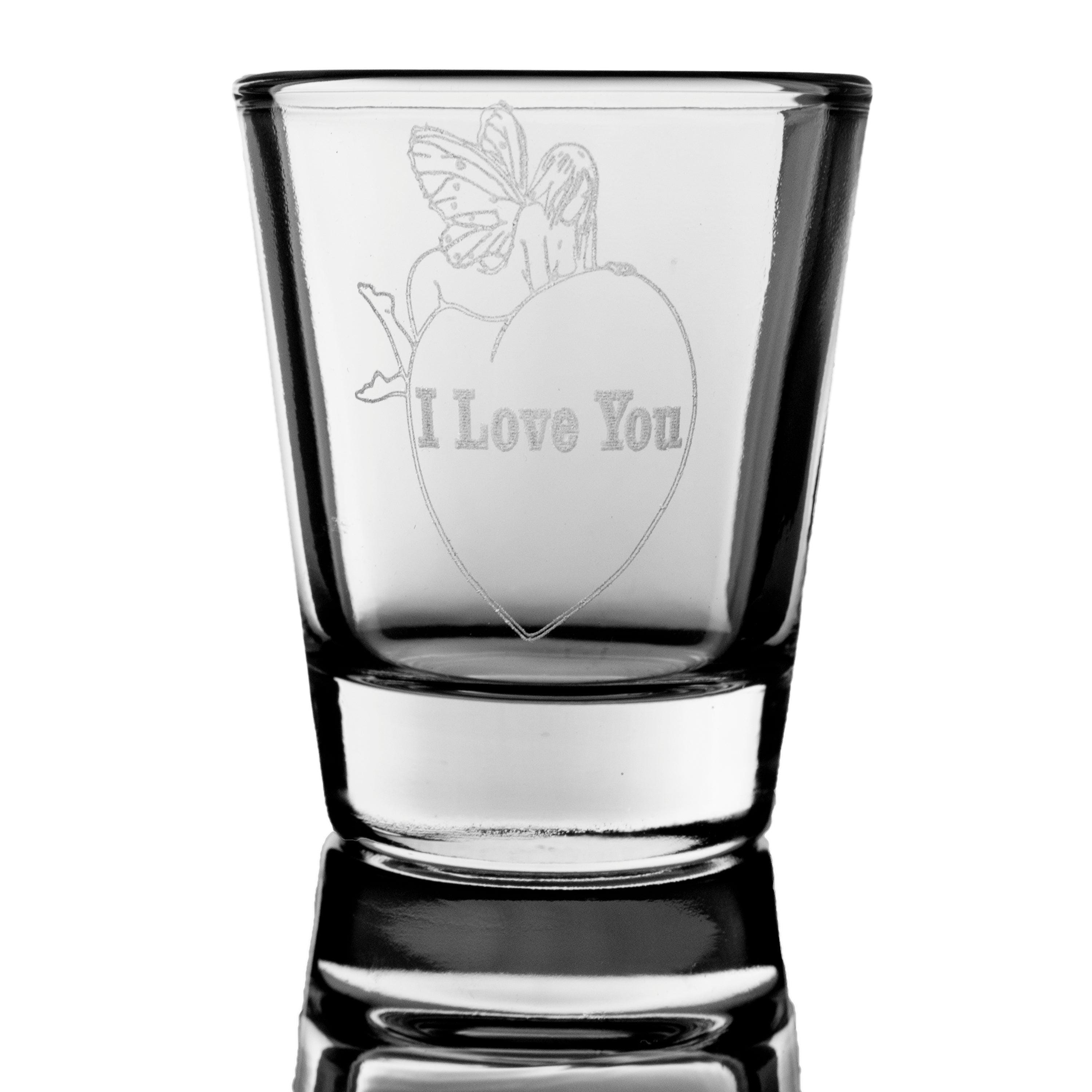 2oz I Love You with faerie on heart Shot Glass Fairy 2oz I Love You with faerie on heart Shot Glass Fairy