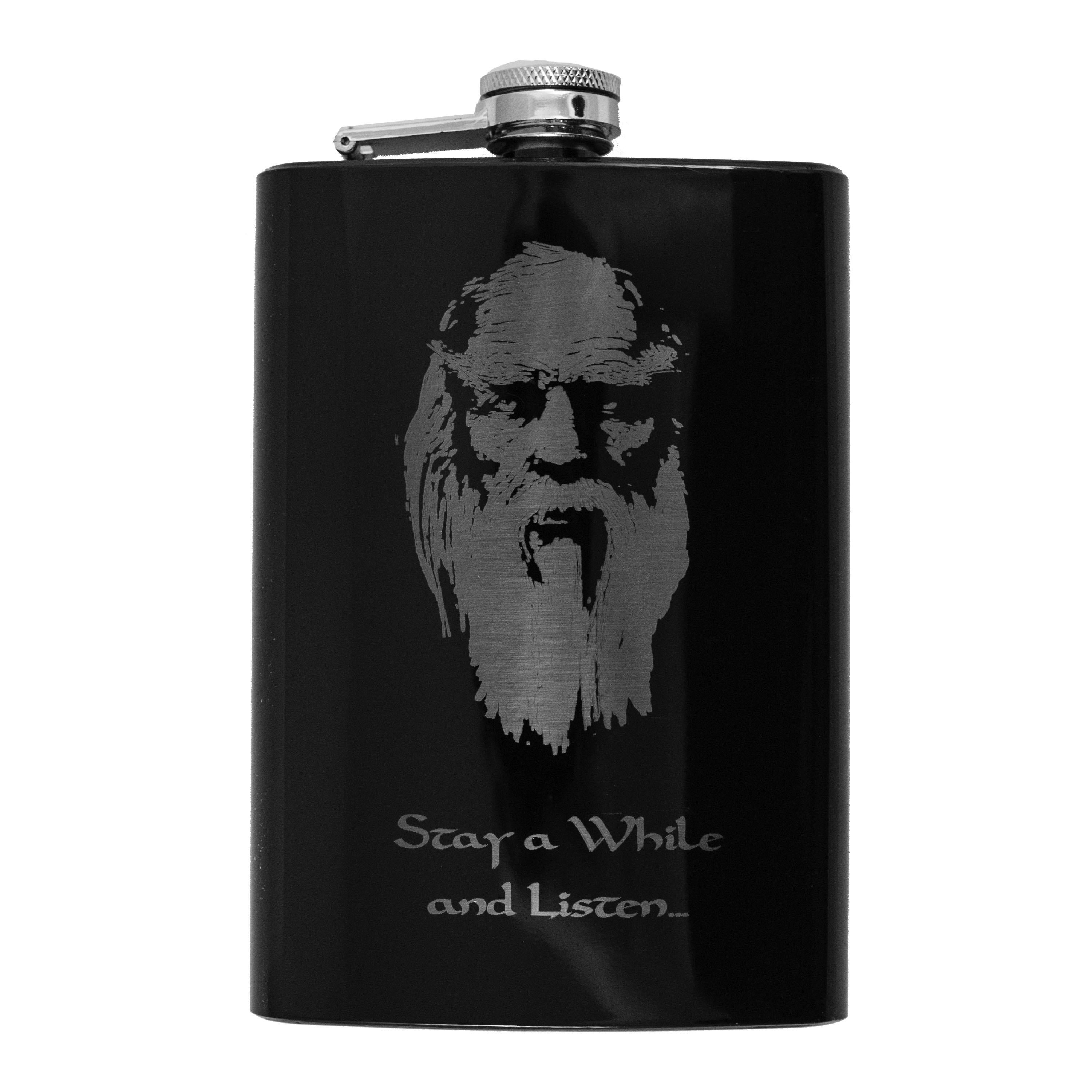 8oz BLACK Stay a While and Listen Flask 8oz BLACK Stay a While and Listen Flask