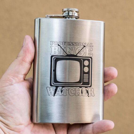 8oz Professional Binge Watcher Stainless Steel Flask 8oz Professional Binge Watcher Stainless Steel Flask