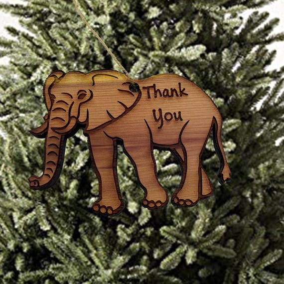 Elephant Thank You - Cedar Ornament Elephant Thank You - Cedar Ornament
