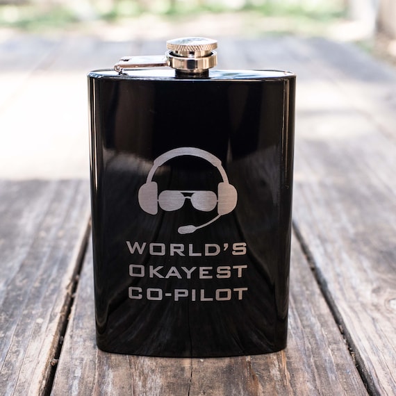 8oz BLACK World's Okayest Co-Pilot Flask 8oz BLACK World's Okayest Co-Pilot Flask