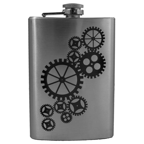 8oz Gears Stainless Steel Flask 8oz Gears Stainless Steel Flask