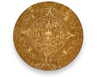 Aztec Mayan Calendar Wood Coaster/Disc qty 1 Aztec Mayan Calendar Wood Coaster/Disc qty 1