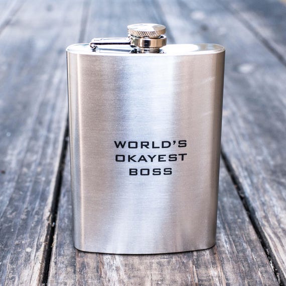 8oz World's Okayest Boss Stainless Steel Flask 8oz World's Okayest Boss Stainless Steel Flask