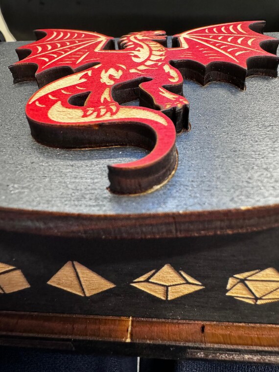 Dice Box - Black - The Red Dragon - 6x4x3 Dice Box - Black - The Red Dragon - 6x4x3
