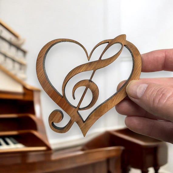 Heart and Treble Clef note - Cedar Ornament Heart and Treble Clef note - Cedar Ornament
