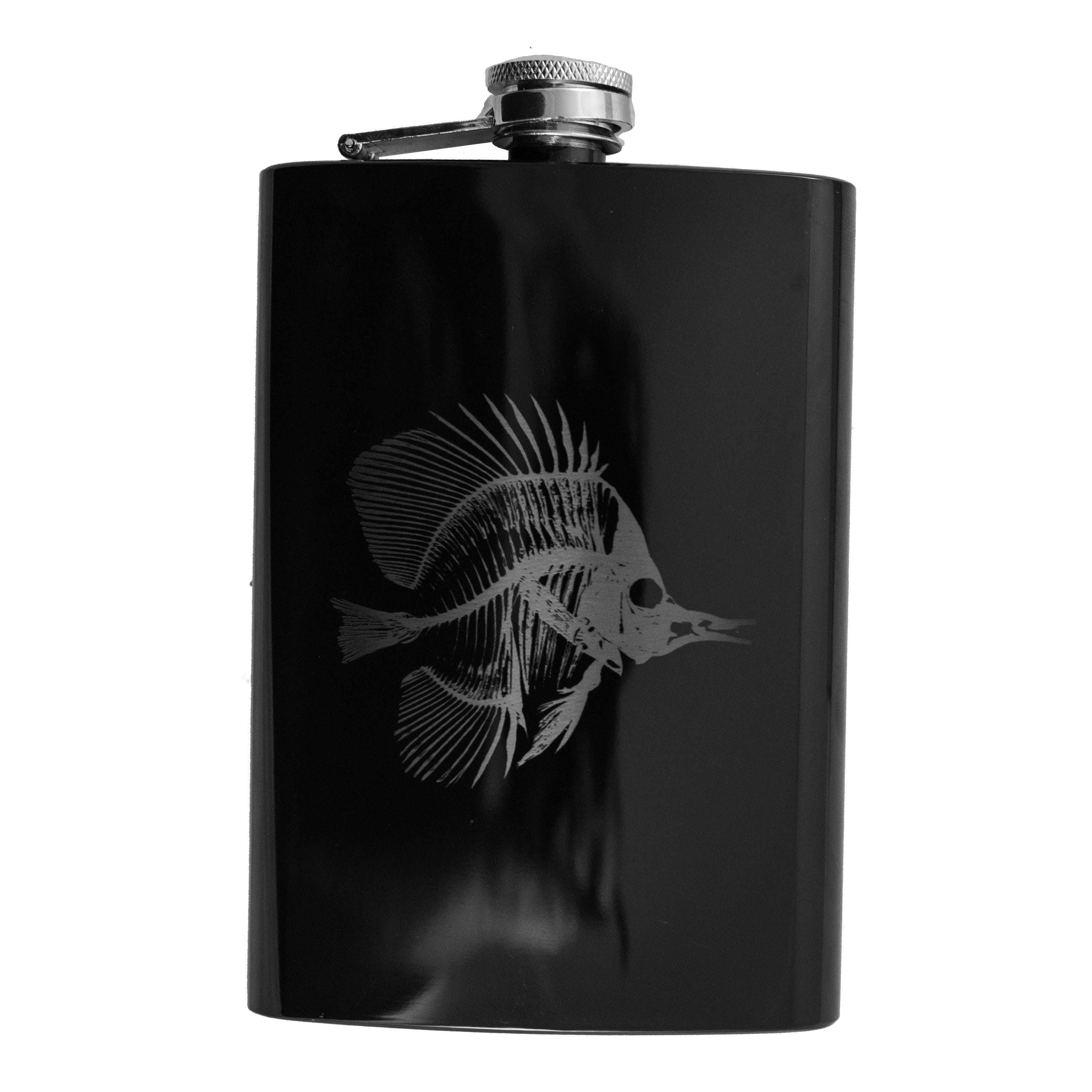 8oz Tropical Bone Fish Black Flask 8oz Tropical Bone Fish Black Flask