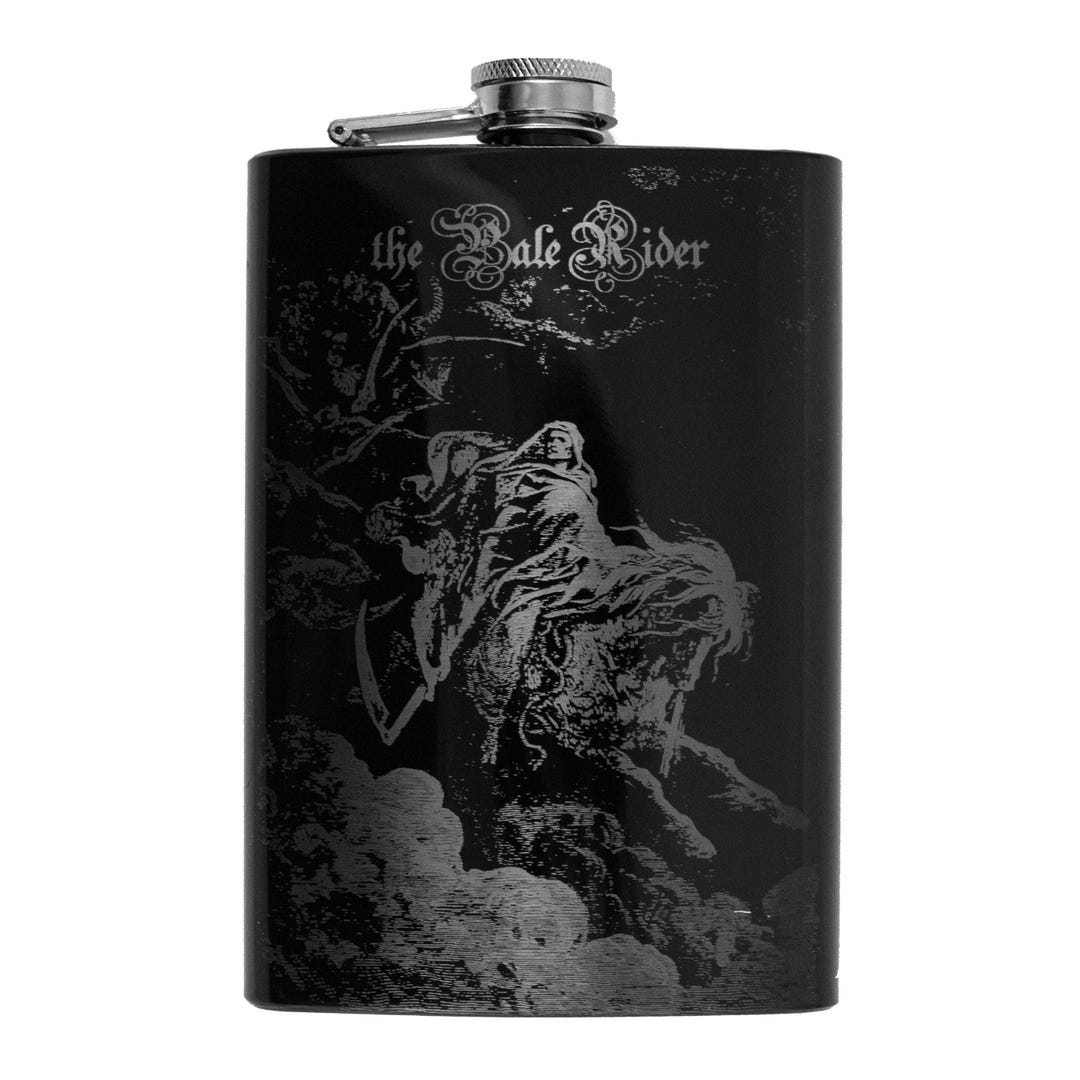 8oz BLACK the Pale Rider Flask - Etsy