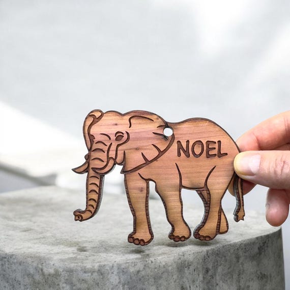 Elephant Noel - Cedar Ornament Elephant Noel - Cedar Ornament