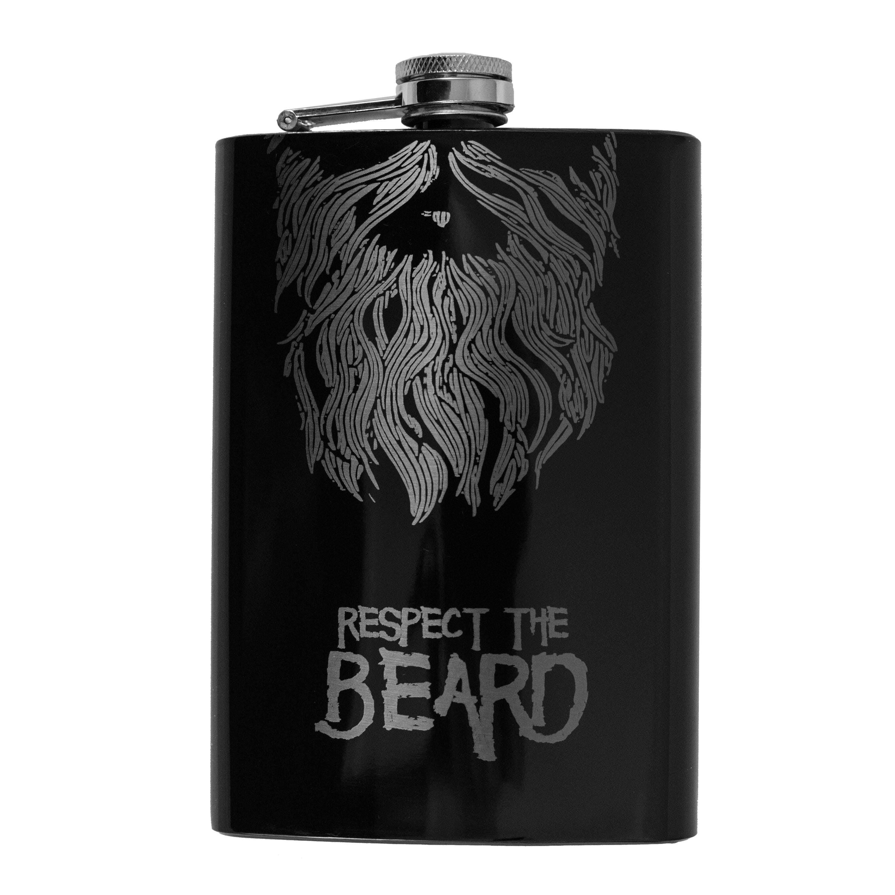 8oz BLACK Respect the Beard Flask 8oz BLACK Respect the Beard Flask