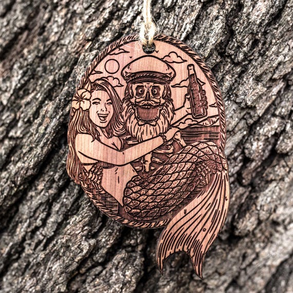 Ornament - Mermaid - Raw Wood 3x3in Ornament - Mermaid - Raw Wood 3x3in