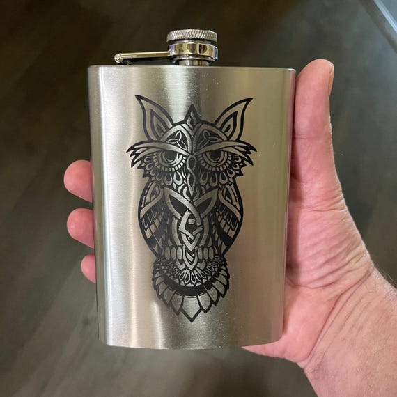 8oz Celtic Owl Stainless Steel Flask 8oz Celtic Owl Stainless Steel Flask