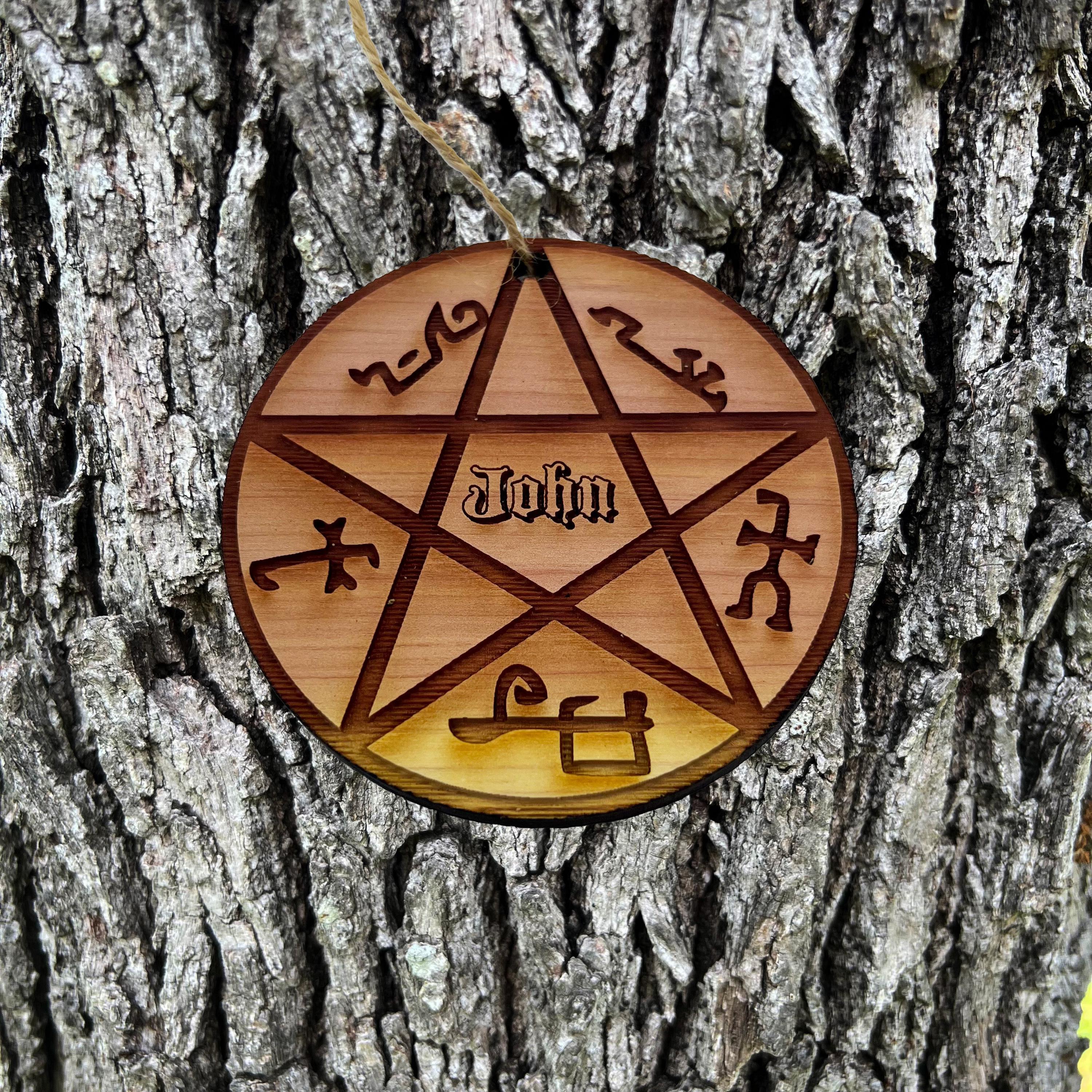Customized PERSONALIZED Demon Trap With your Name - Cedar Ornament Customized PERSONALIZED Demon Trap With your Name - Cedar Ornament