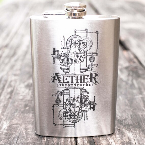 8oz Aether Steamdrunks Stainless Steel Flask 8oz Aether Steamdrunks Stainless Steel Flask
