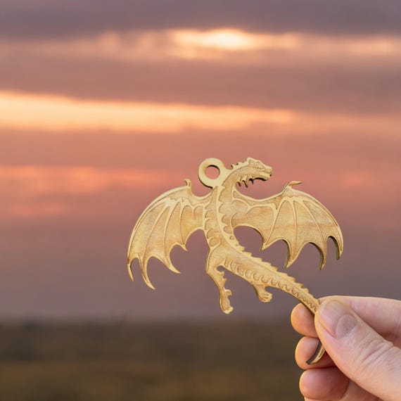 Ornament - Flying Dragon - Raw Wood 4x3in Ornament - Flying Dragon - Raw Wood 4x3in