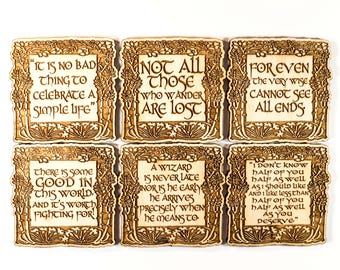 Fantasy Quotes Coaster Set of 6 Raw Wood