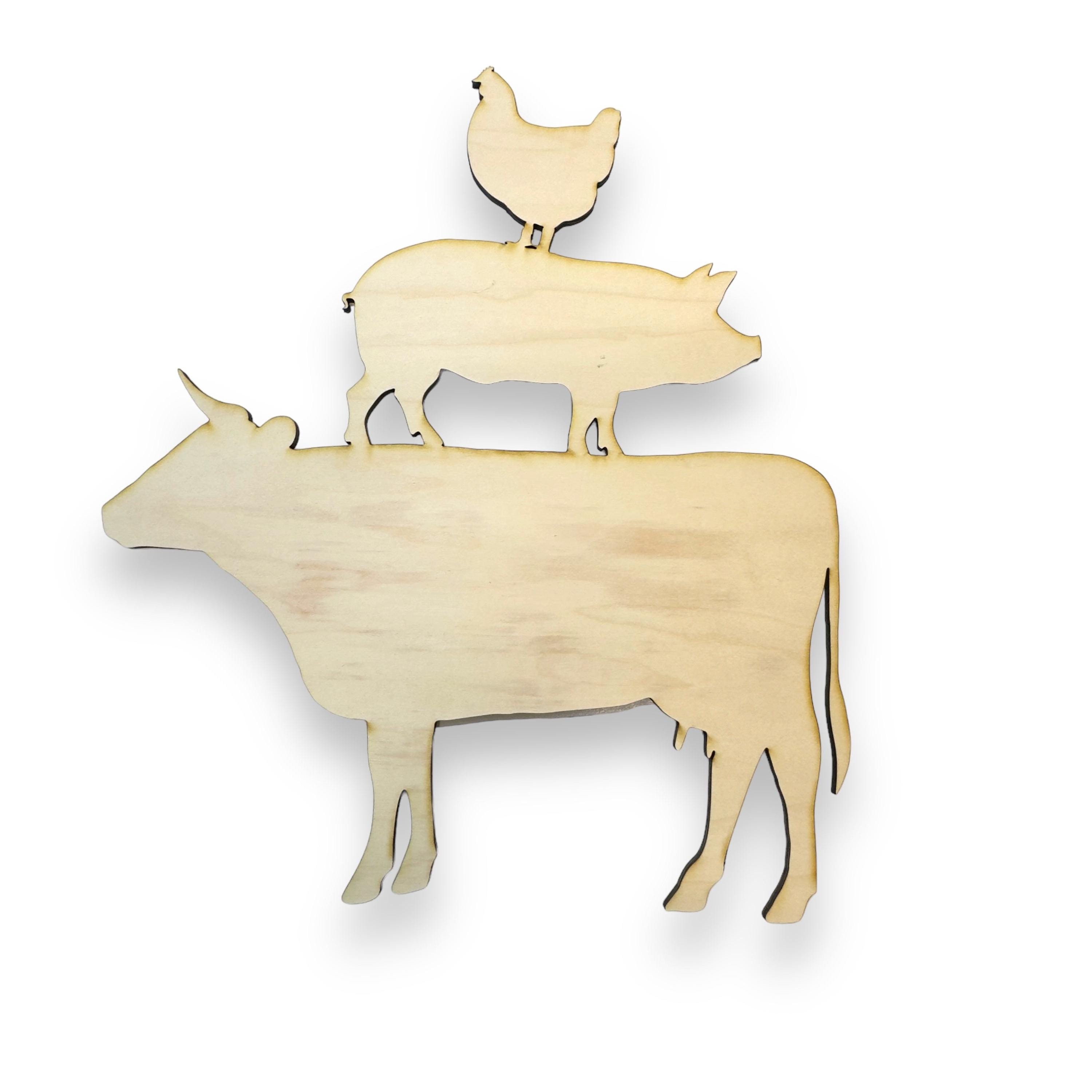 Farm Animals Raw Wood Cutout Sign 13x14 Wall Art Farm Animals Raw Wood Cutout Sign 13x14 Wall Art