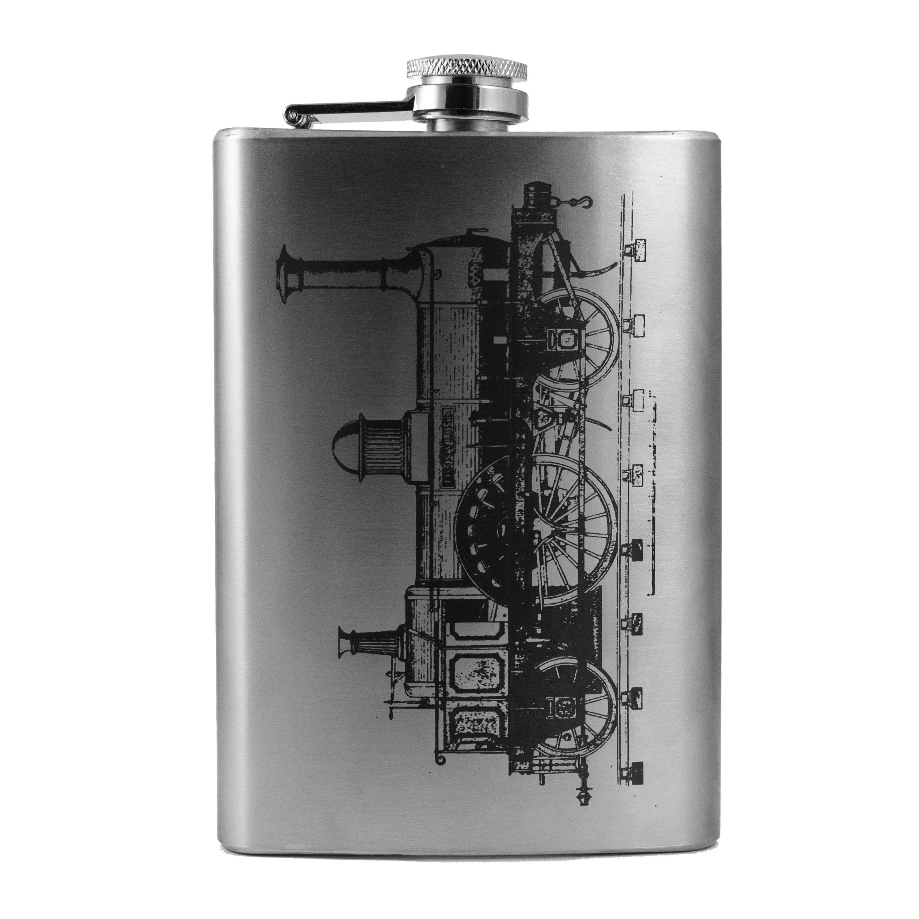 8oz Steam Locomotive Jenny Stainless Steel Flask 8oz Steam Locomotive Jenny Stainless Steel Flask