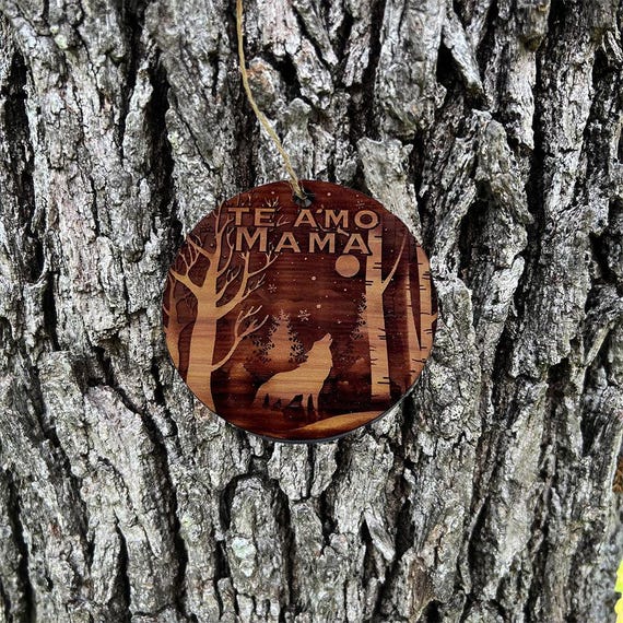 Custom PERSONALIZED Winter Wolf with your own wording - Raw Cedar Ornament 3x3in Custom PERSONALIZED Winter Wolf with your own wording - Raw Cedar Ornament 3x3in