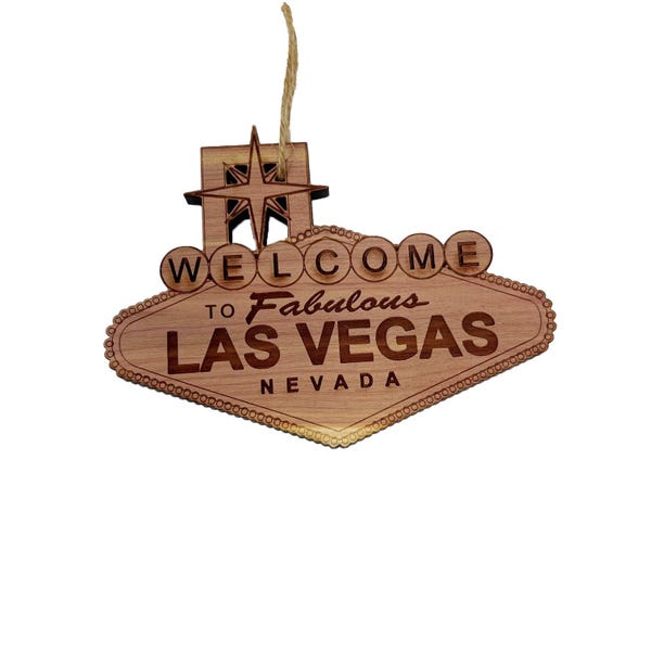 Welcome to Las Vegas - Weihnachtsschmuck aus Zedernholz