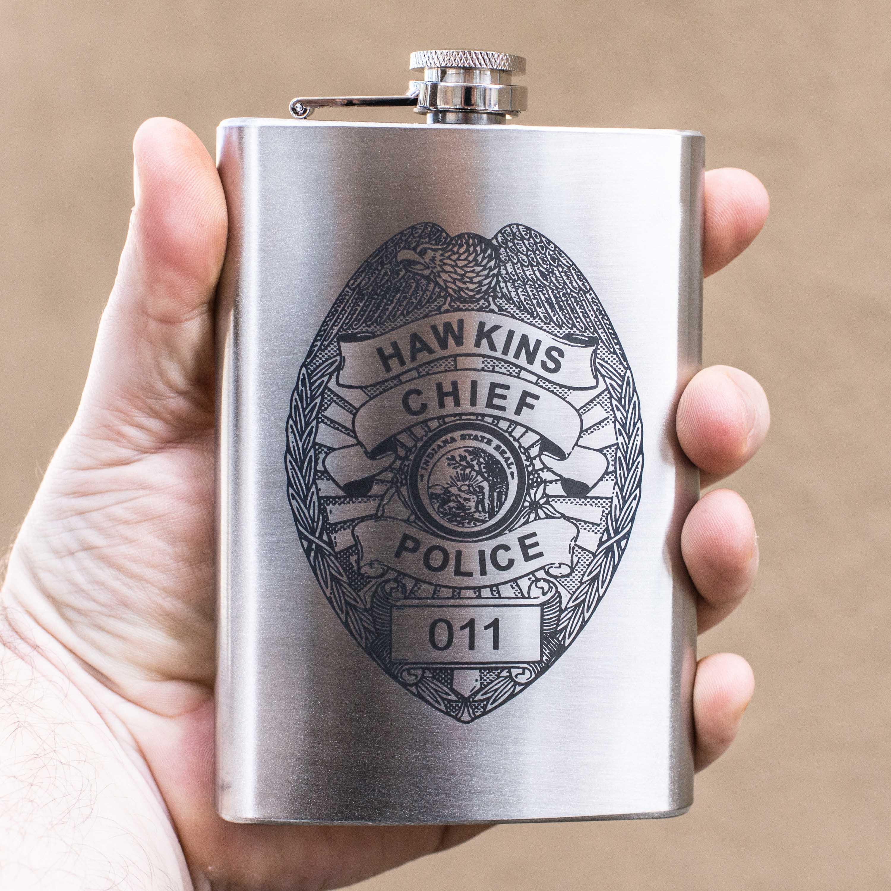 8oz Hawkins Chief of Police Stainless Steel Flask 8oz Hawkins Chief of Police Stainless Steel Flask