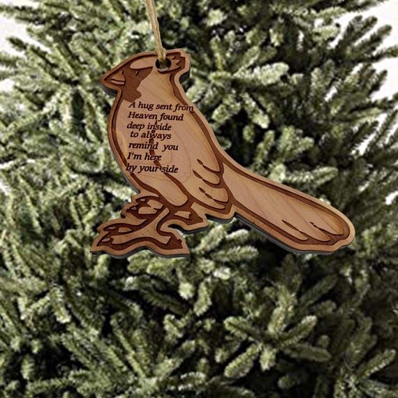A Hug Sent from Heaven - Raw Cedar Cardinal Ornament A Hug Sent from Heaven - Raw Cedar Cardinal Ornament