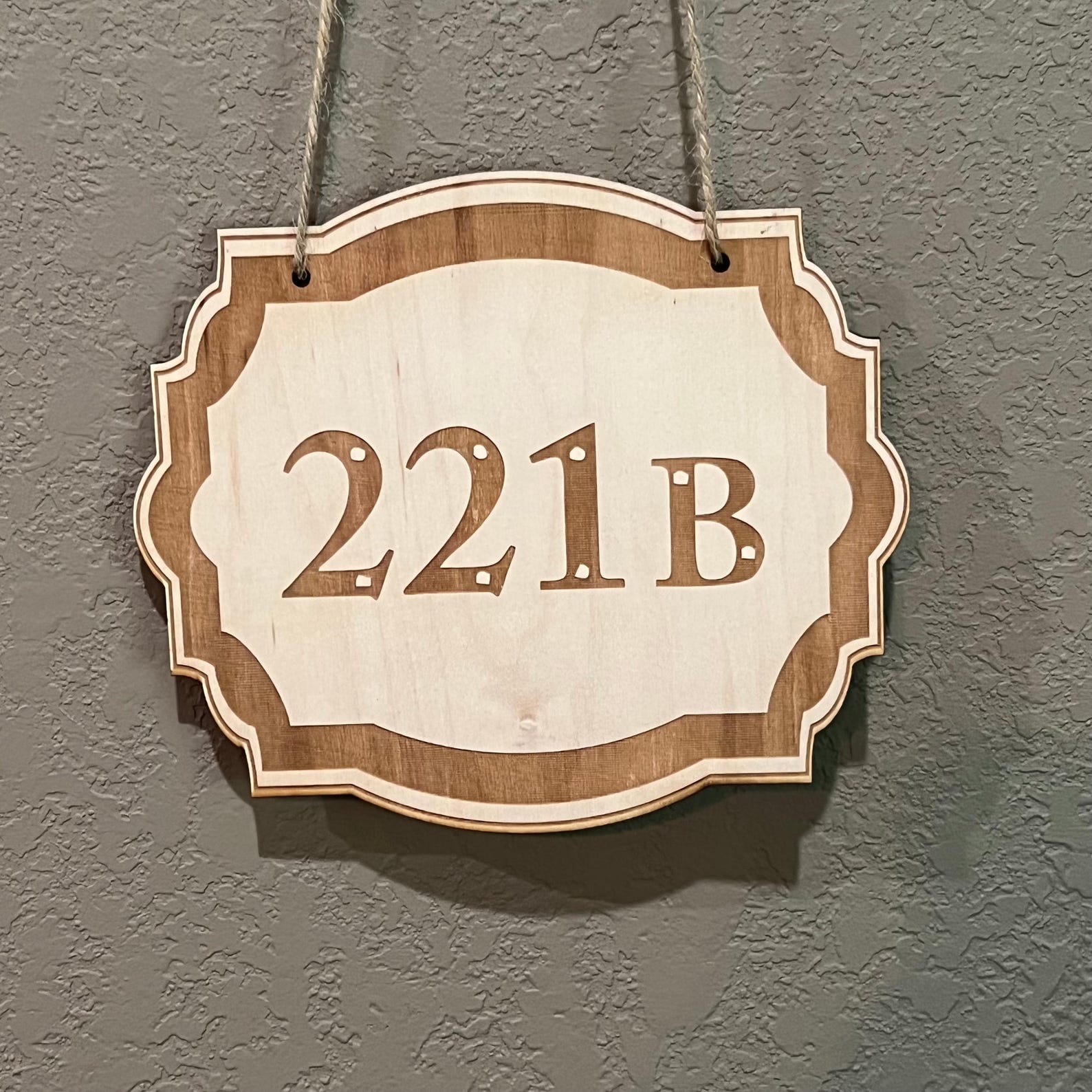 221B - Raw Wood Door Sign 5x6 - Etsy