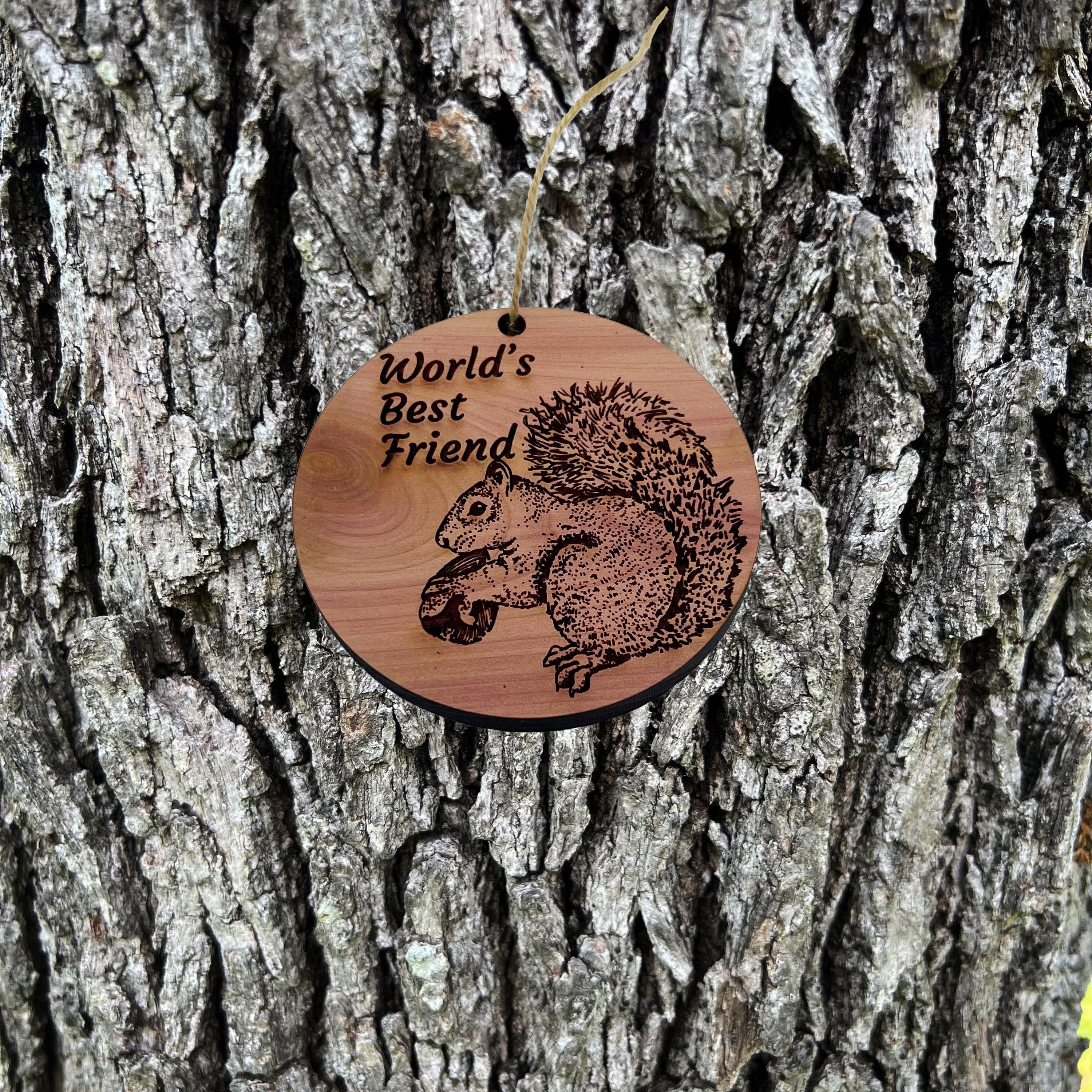 World's Best Friend Two Squirrels and Tree of Life - Cedar Ornament World's Best Friend Two Squirrels and Tree of Life - Cedar Ornament