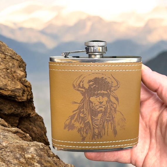 6oz Native Warrior Leather Flask 6oz Native Warrior Leather Flask