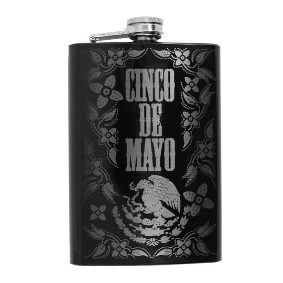 8oz BLACK Cinco De Mayo Flask 8oz BLACK Cinco De Mayo Flask
