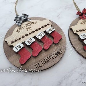 Personalized Family Christmas Ornaments, 2024 Stockings Ornament With Family Member Names, Custom Xmas Holiday Ornament